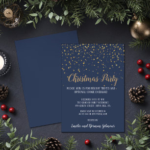 Minimalistiskt modernt blått konfetti jul Party Inbjudningar
