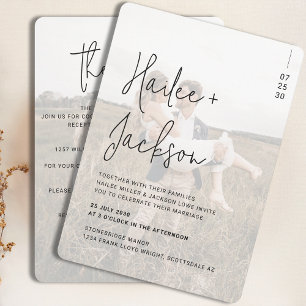 Minimalistiskt modernt Bröllop Allt-i-ett-skript Inbjudningar