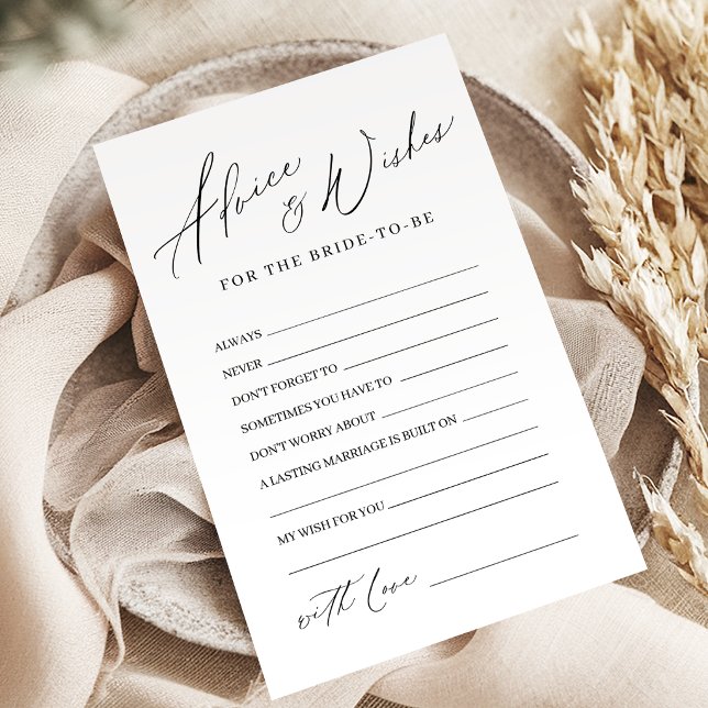 Minimalistiskt modernt bröllopsråd & önskekort (Minimalist modern wedding advice & wishes card)