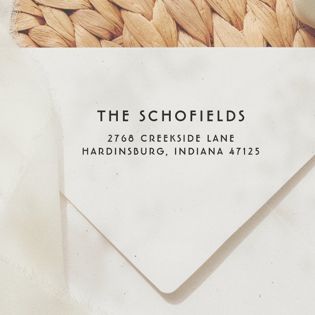 Minimalistiskt modernt deco Namn och Returadress Stämpel (Skapare uppladdad)