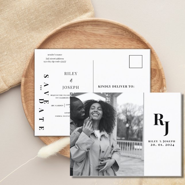 Minimalistiskt, modernt enkelt foto spara datumet vykort (Skapare uppladdad)