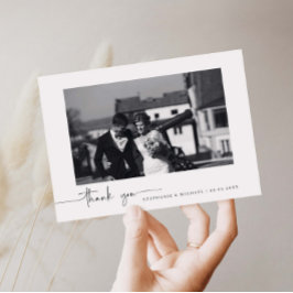 Minimalistiskt, modernt foto-bröllop tack för ditt inbjudningar