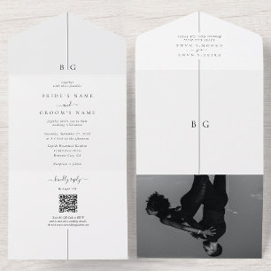 Minimalistiskt modernt foto-inton Monogram Bröllop