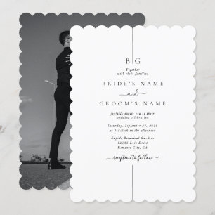 Minimalistiskt modernt foto-inton Monogram Bröllop Inbjudningar