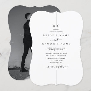 Minimalistiskt modernt foto-inton Monogram Bröllop Inbjudningar