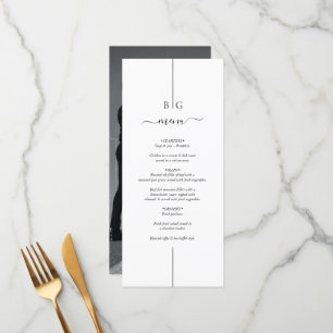 Minimalistiskt modernt foto-inton Monogram Bröllop Meny