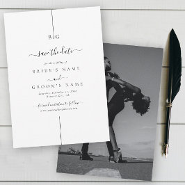 Minimalistiskt modernt foto-inton Monogram Bröllop Spara Datumet