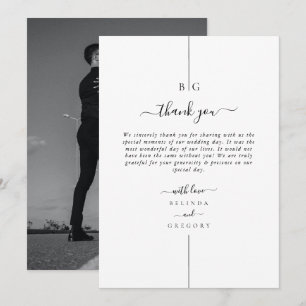Minimalistiskt modernt foto-inton Monogram Bröllop Tack Kort