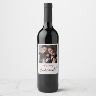 Minimalistiskt modernt fotokort Frieri Vin L Vinflaska Etikett