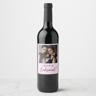 Minimalistiskt modernt fotokort Frieri Vin L Vinflaska Etikett