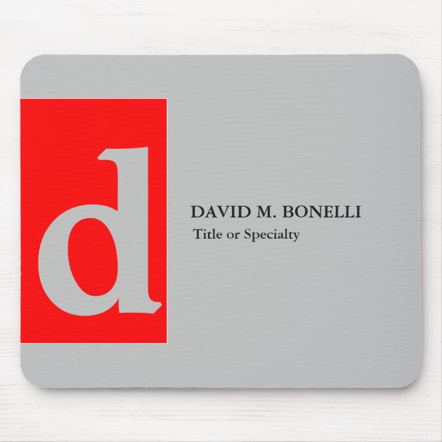 Minimalistiskt modernt grått monogrammat ditt namn musmatta (Framsidan)