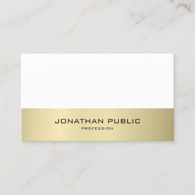 Minimalistiskt modernt Guld-Trendiget ser oformate Visitkort (Framsida)