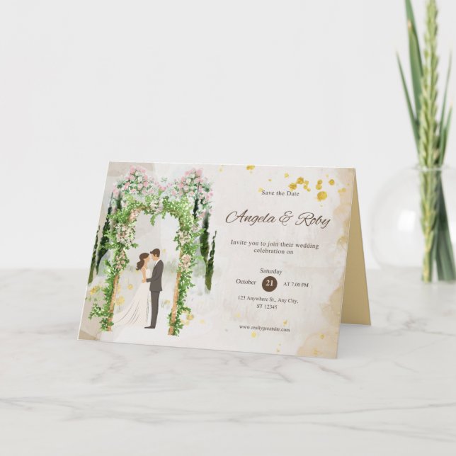 Minimalistiskt modernt inbjudningskort för bröllop (Framsida)