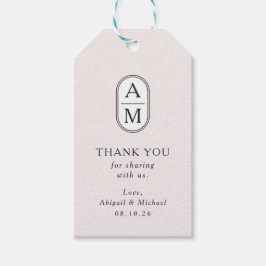 Minimalistiskt , modernt initialer, enkelt bröllop presentetikett