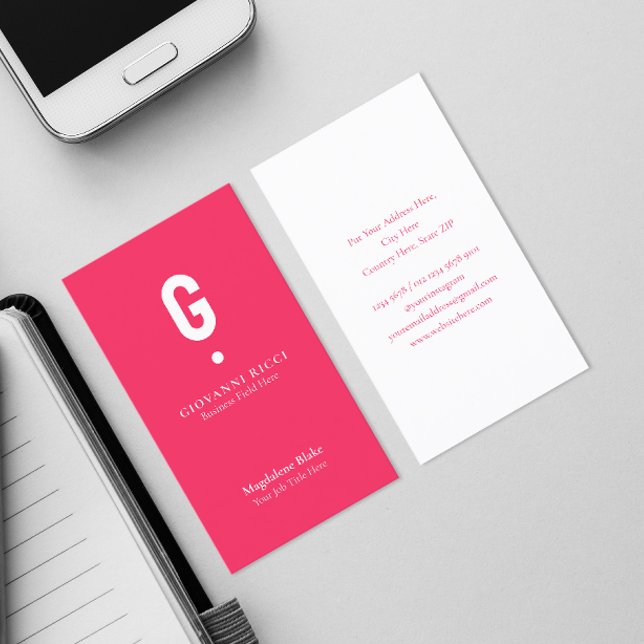 Minimalistiskt modernt initiativ för Speciell Rosa Visitkort (Skapare uppladdad)