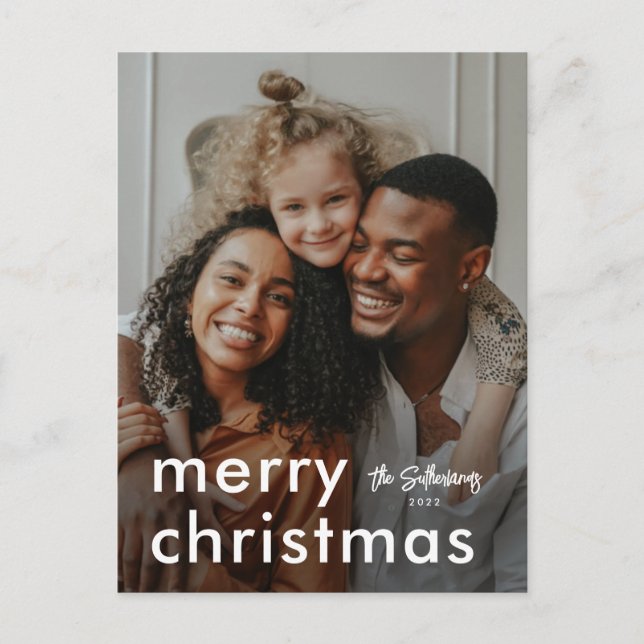 Minimalistiskt modernt julfoto helg vykort (Framsida)