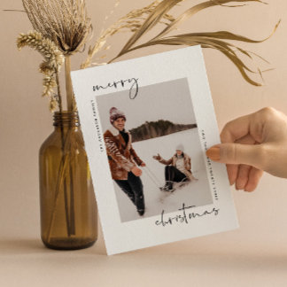 Minimalistiskt modernt julkort med foto