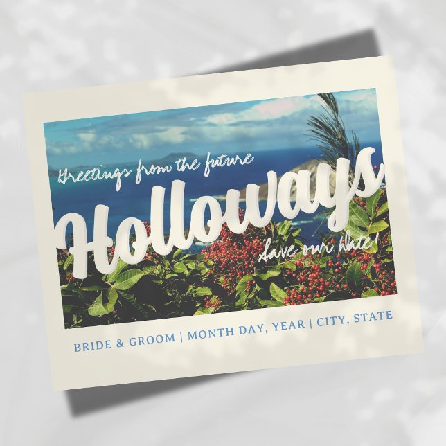 Minimalistiskt, modernt kust Spara datumvykortet Helg Vykort (Announce your wedding in style with this Modern Postcard Save the Date card. )