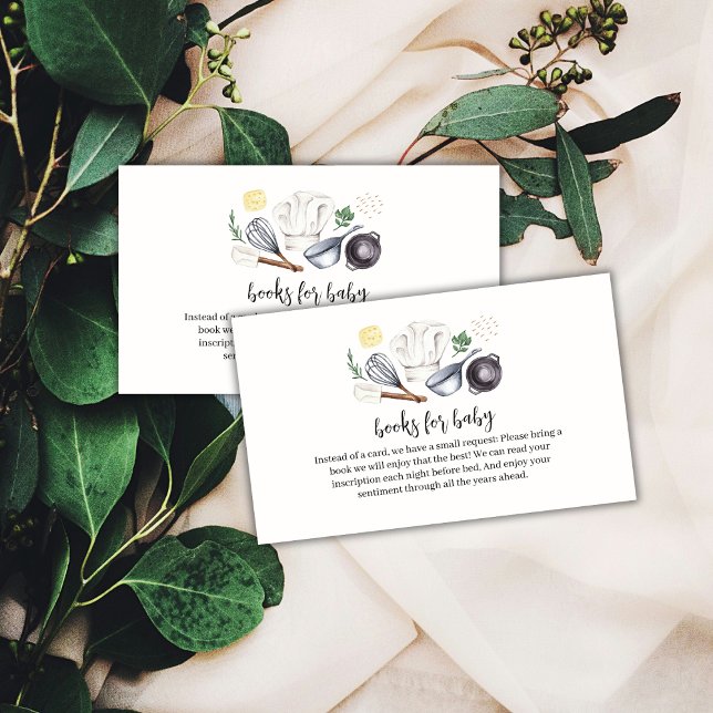 Minimalistiskt, modernt, litet Bokar-babyskor Tilläggskort (Minimalist Modern Little Chef Books Baby Shower Enclosure Card)