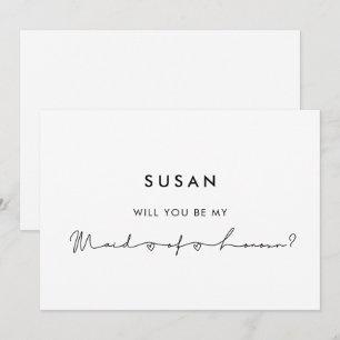 Minimalistiskt, modernt Maid of honor UK-frieri ko Inbjudningar