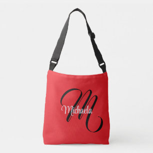 Minimalistiskt modernt monogram initialt namn röd axelväska