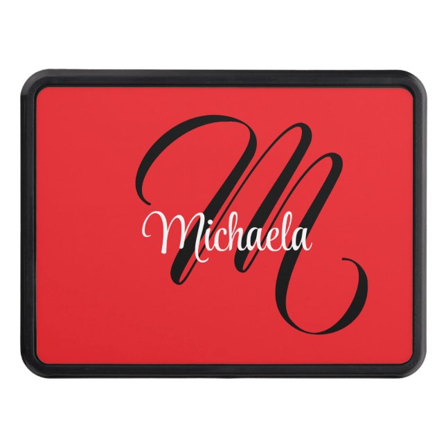 Minimalistiskt modernt monogram initialt namn röd dragkroksskydd (Framsidan)