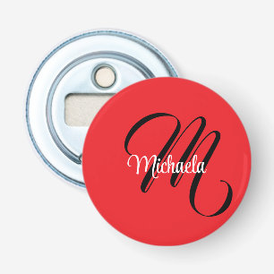 Minimalistiskt modernt monogram initialt namn röd flasköppnare