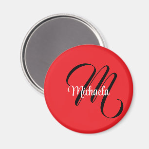 Minimalistiskt modernt monogram initialt namn röd magnet