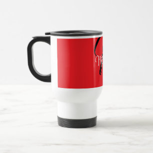 Minimalistiskt modernt monogram initialt namn röd resemugg