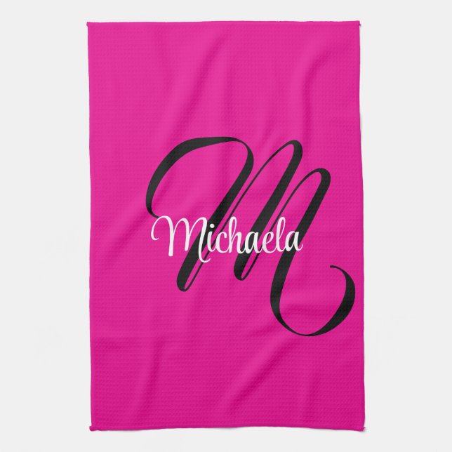 Minimalistiskt modernt monogram initialt namn shoc kökshandduk (Vertikal)