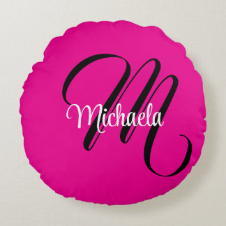 Minimalistiskt modernt monogram initialt namn shoc rund kudde