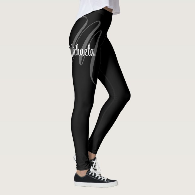Minimalistiskt modernt monogram, inledande namn leggings (Höger)