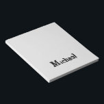 Minimalistiskt modernt monogram namn svart grått anteckningsblock<br><div class="desc">Minimalistiskt modernt monogram namn-svart grått. Anpassningsbart eget namn i svart på grått färg.</div>