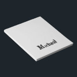 Minimalistiskt modernt monogram namn svart grått anteckningsblock<br><div class="desc">Minimalistiskt modernt monogram namn-svart grått. Anpassningsbart eget namn i svart på grått färg.</div>