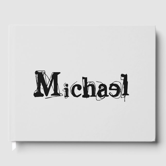 Minimalistiskt modernt monogram namn svart grått gästböcker (Framsida)