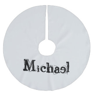 Minimalistiskt modernt monogram namn svart grått julgransmatta borstad polyester