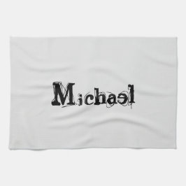 Minimalistiskt modernt monogram namn svart grått kökshandduk