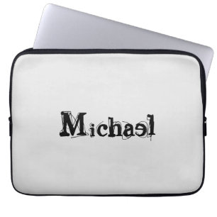 Minimalistiskt modernt monogram namn svart grått laptop fodral