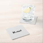 Minimalistiskt modernt monogram namn svart grått underlägg papper kvadrat<br><div class="desc">Minimalistiskt modernt monogram namn-svart grått. Anpassningsbart eget namn i svart på grått färg.</div>