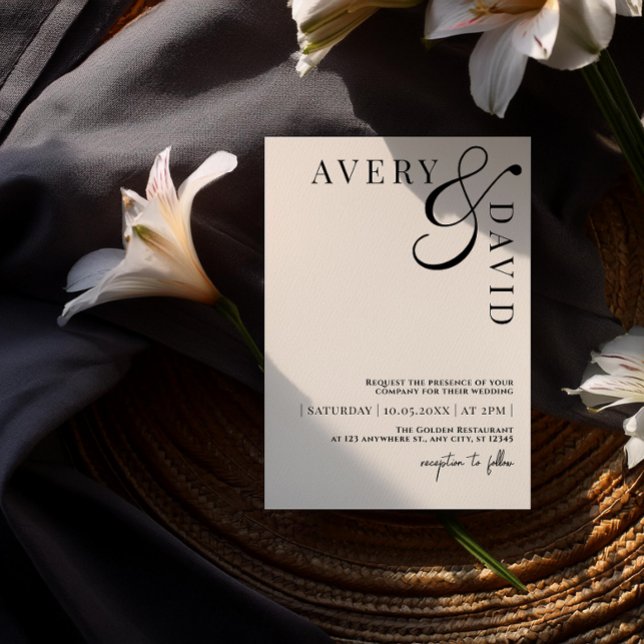 Minimalistiskt, modernt monokromfoto Bröllop Inbjudningar (Skapare uppladdad)