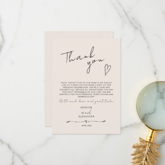 Minimalistiskt, modernt, platta tack-kort för Bröl Tack Kort (Fram/Back In Situ)