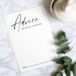 Minimalistiskt modernt rent enkelt skript bröllop rådkort<br><div class="desc">Svart och vitt minimalistiskt rent skript,  bröllop Advice Card.</div>