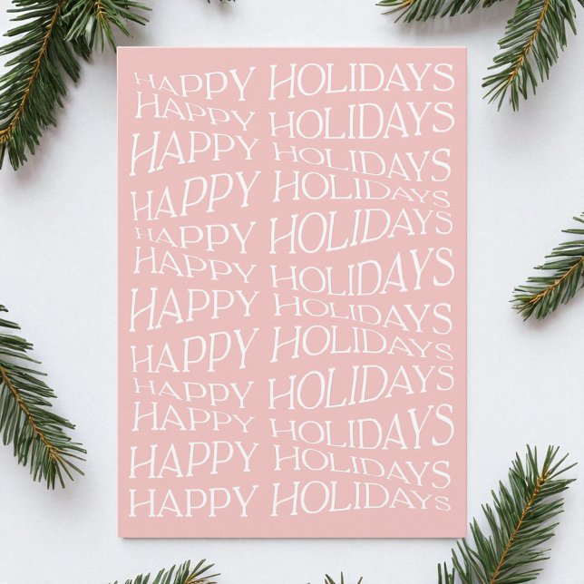 Minimalistiskt modernt Rosa Typografi Glad helg Julkort (Minimalist Modern Pink Typography Happy Holidays Holiday Card)