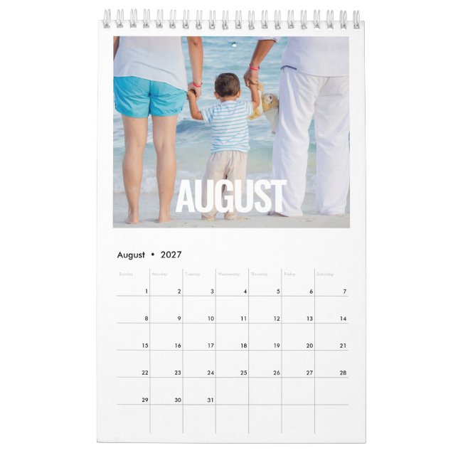 Minimalistiskt modernt skript 2022-familjfoto kalender (Aug 2027)