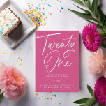 Minimalistiskt modernt skript 21:a födelsedagen Pa Inbjudningar<br><div class="desc">Minimalistisk Modern Script 21:a födelsedagsinbjudan i Magenta - En enkel,  modern design med modernt kalligrafiskript i svartvitt. Vår mall av hög kvalitet gör det så enkelt att anpassa din inbjudan.</div>