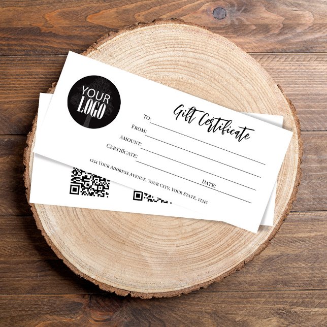 Minimalistiskt modernt skript för Business Logotyp (Add your logo to this simple and minimalist gift certificate.)