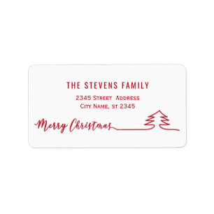 Minimalistiskt modernt skript God jul röd Adressetikett