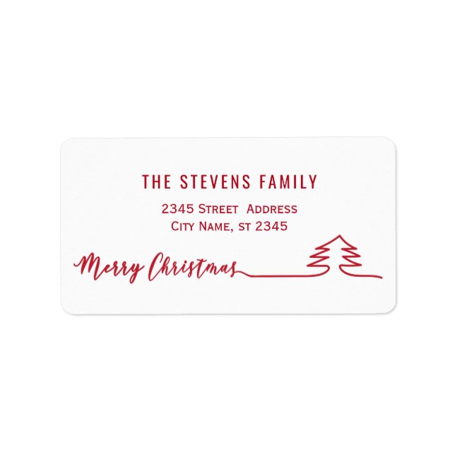 Minimalistiskt modernt skript God jul röd Adressetikett (Framsidan)
