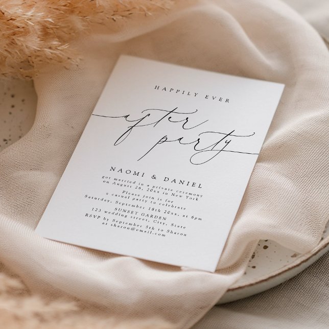 Minimalistiskt modernt skript lyckligtvis allt eft inbjudningar (Minimalist Modern Script Happily Ever After Party Invitation)