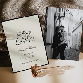 Minimalistiskt, modernt skript Spara datum Bröllop Inbjudningar